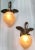 Pair Vintage 1940s Art Nouveau Deco Swan Wall Sconces in Brass & Star Glass Shade For Sale - Image 4 of 7