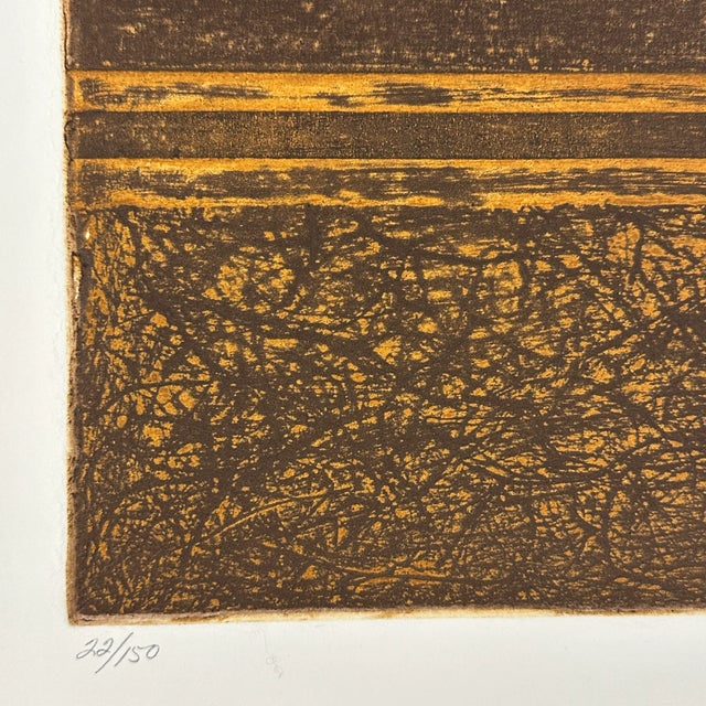 Brutalist Postmodernist Landscape Collagraph by Geri Obler, Signed (C. 1970) For Sale - Image 4 of 5