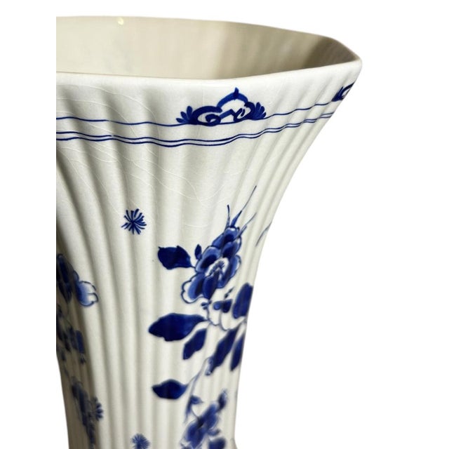 Large Vintage Hand-Painted Trumpet Vase by W.G. Andringa for Royal Delft, 1977 For Sale - Image 11 of 17