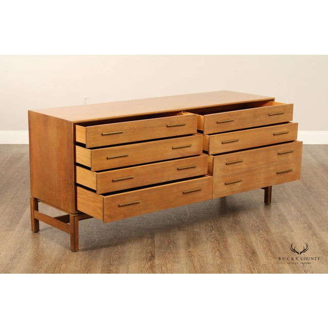 Johnson Furniture Co. Johnson Furniture Mid Century Modern Walnut Long Dresser For Sale - Image 4 of 11