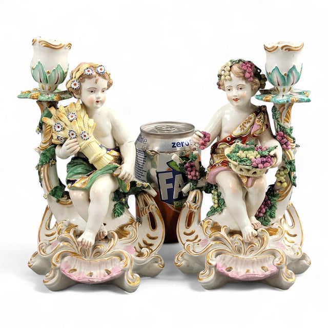Allegorical Summer and Autumn Candlesticks from Chelsea, 1770s, Set of 2 For Sale - Image 14 of 15