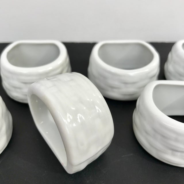 White Ceramic Basketweave Napkin Rings Set of 12 Chairish