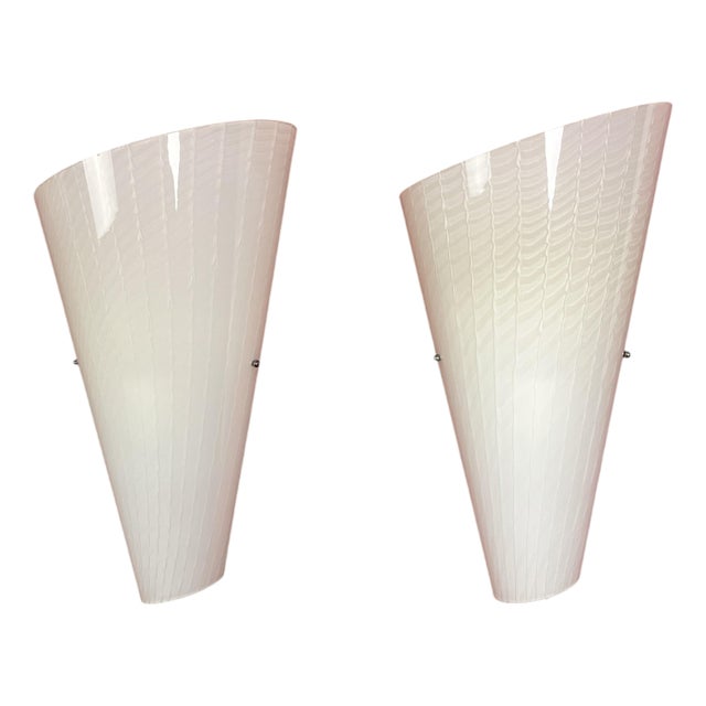 Large Murano Glass Wall Lamps, 1980s, Set of 2 For Sale