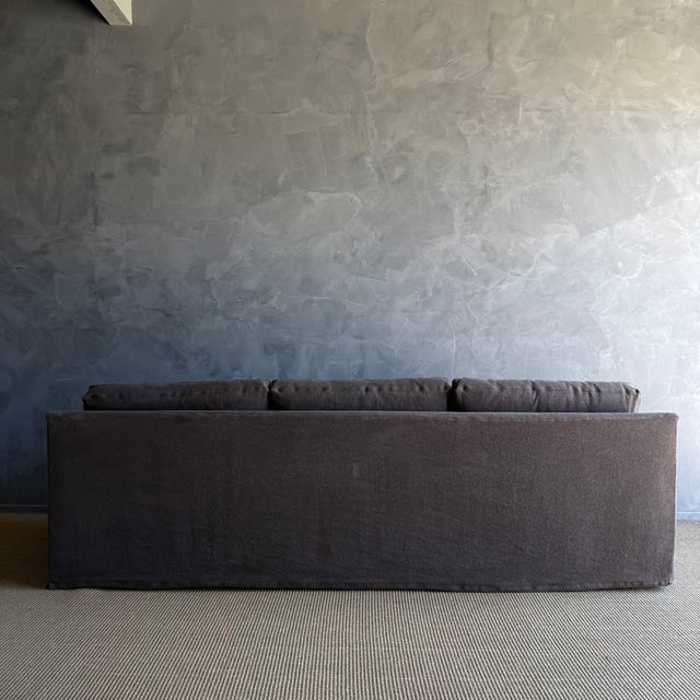 Custom Made to Order Slip Covered Maxwell Sofa 110" With Down Wrapped Cushions For Sale In Los Angeles - Image 6 of 9