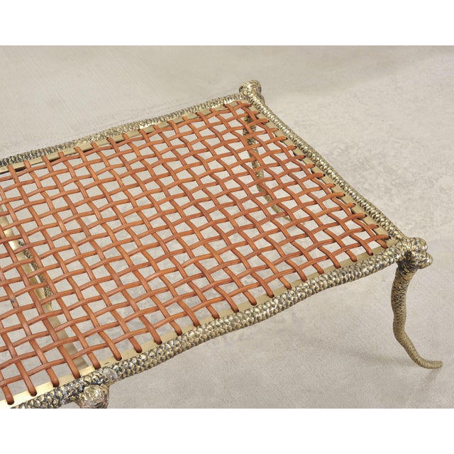 Sylvan s.f. Brass Leather Strap Viper Bench or Cocktail Table For Sale - Image 9 of 17