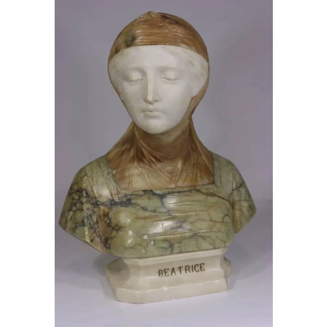 Italian 19th Century Italian Extraordinary Bust of Dantes Beatrice Marble and Alabaster For Sale - Image 3 of 6