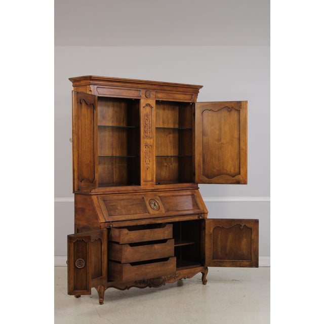 1980s Henredon Large French Style Walnut Secretary Desk For Sale - Image 5 of 18