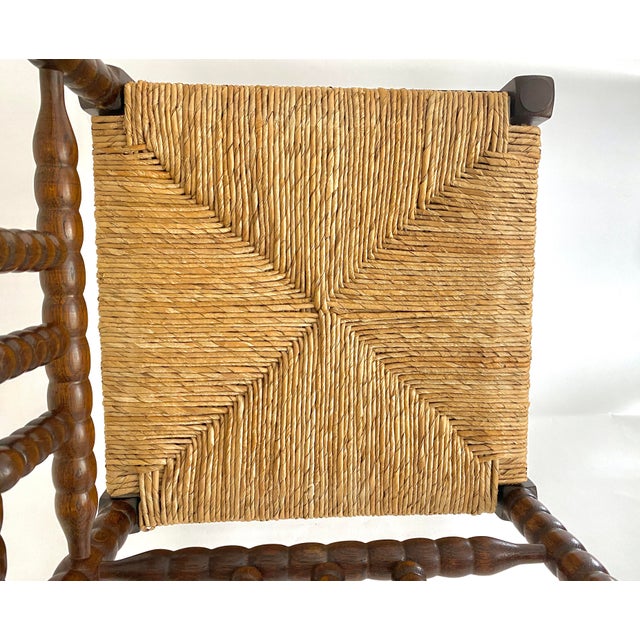 Brown Vintage Dutch Oak Bobbin Corner Chair For Sale - Image 8 of 10