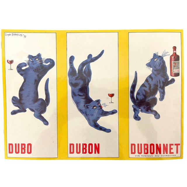 Blue French Dubonnet Advertising Poster Print With Blue Cat Design, 1937 D'Ornellas. For Sale - Image 8 of 11