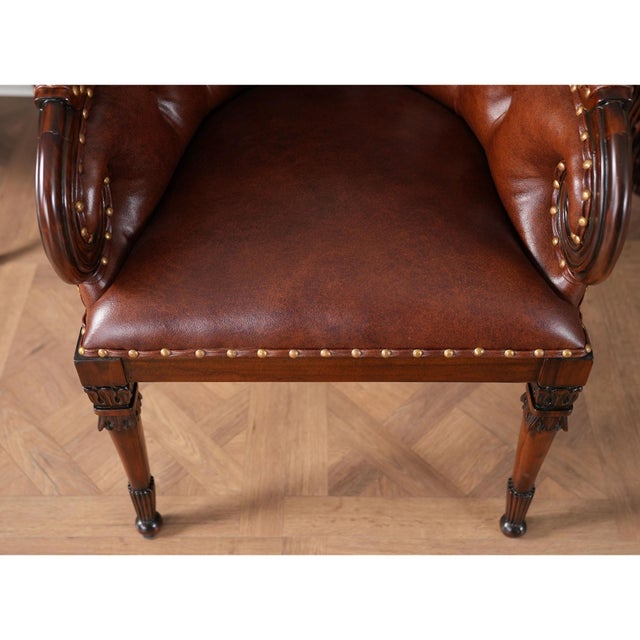 Traditional Style Leather Arm Chair For Sale - Image 12 of 12