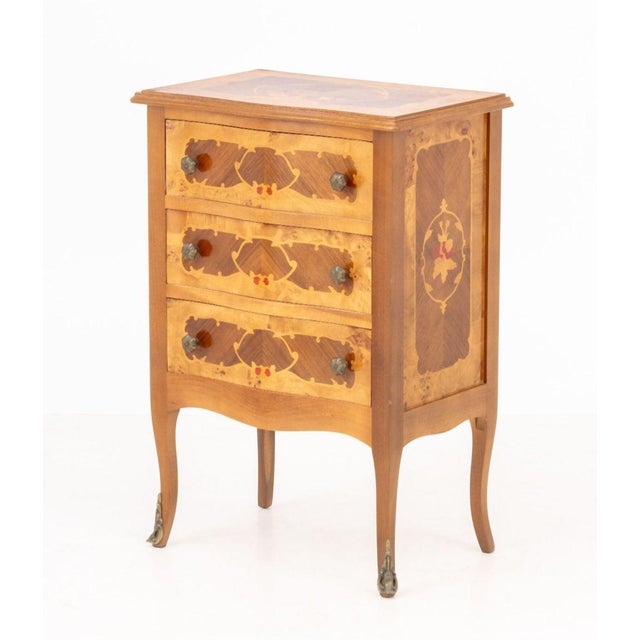 Louis XVI Style Floral Marquetry Chest of Drawers For Sale - Image 4 of 7