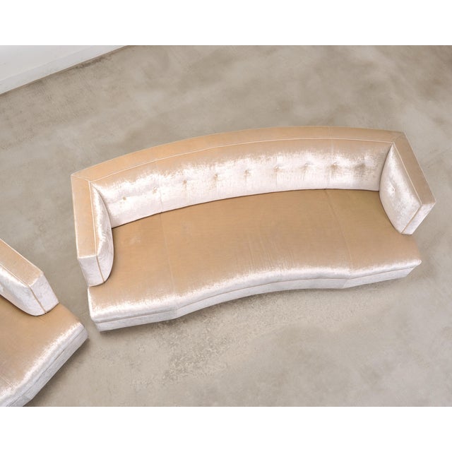 Champagne Pair of Velvet Dumont Sofas by Mitchell Gold + Bob Williams For Sale - Image 8 of 18