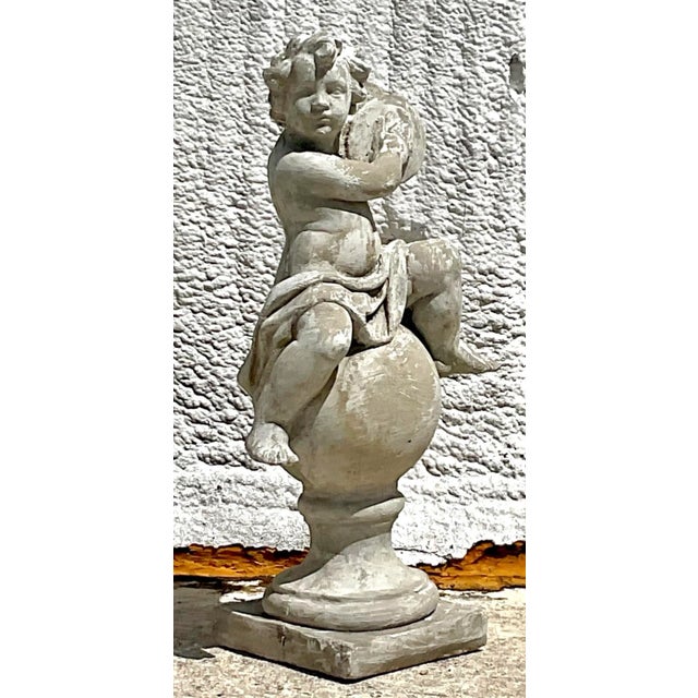 Traditional Vintage Regency Cast Concrete Figural Sculpture For Sale - Image 3 of 3