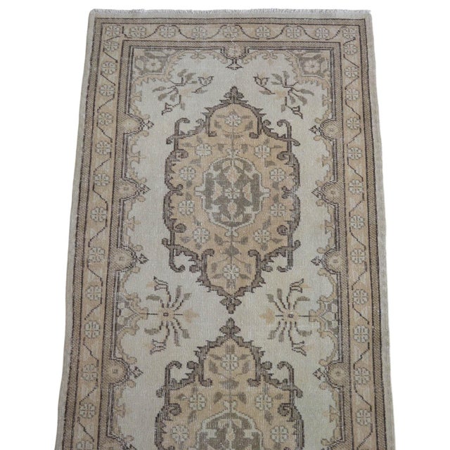 Textile Traditional Oushak Runner Rug Faded Colors Low Pile Distressed Long Runner Rug - 2'9″ X 12'7″ For Sale - Image 7 of 12
