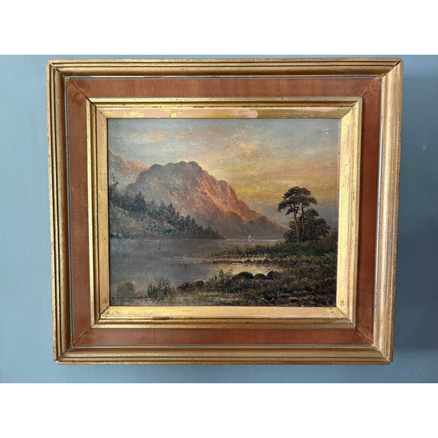 Early 20th Century Framed Oil on Board Mountains Landscape Scene, Early 20th Century For Sale - Image 5 of 6