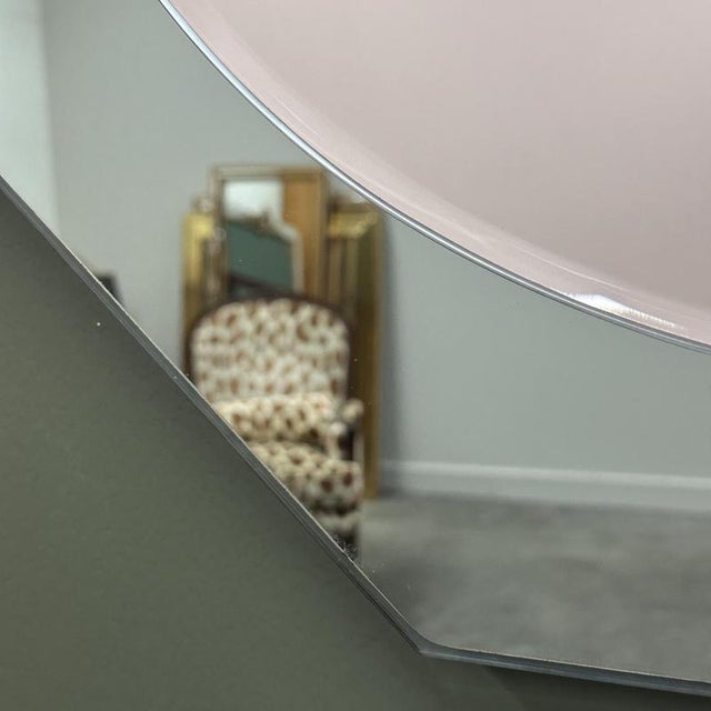 Italian Octagonal Aqua Glass Mirror with Soft Pink Central Mirror, 1970s For Sale - Image 5 of 9