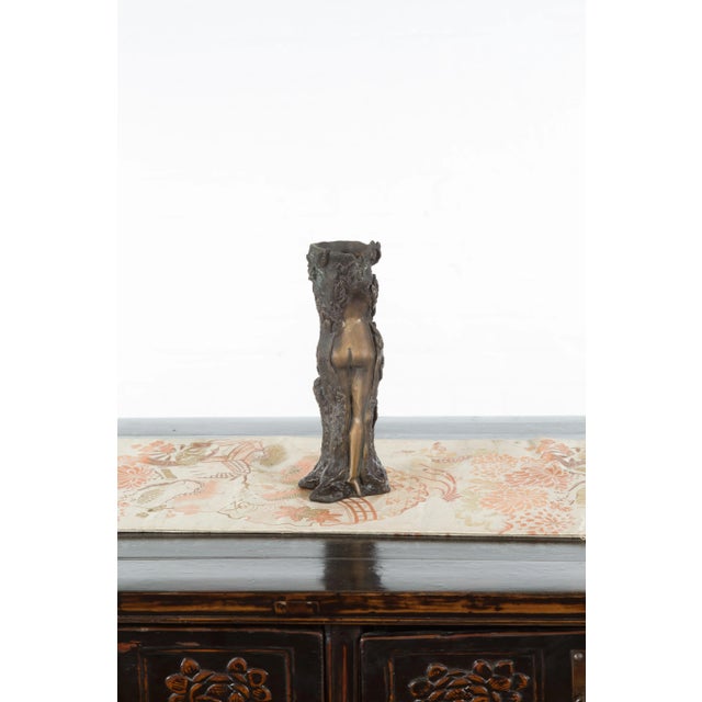 Metal Small Vintage Lost Wax Cast Bronze Dryad Tree Nymph Candle Holder For Sale - Image 7 of 12