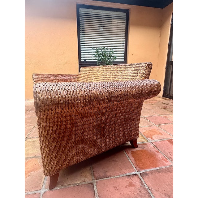 1980s Vintage Palecek Rattan Loveseat/Sofa For Sale - Image 5 of 9