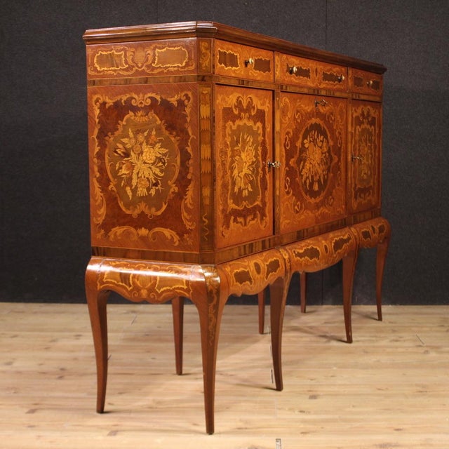 Wood 20th Century Inlaid Wood Bar Cabinet, 1950s For Sale - Image 7 of 13