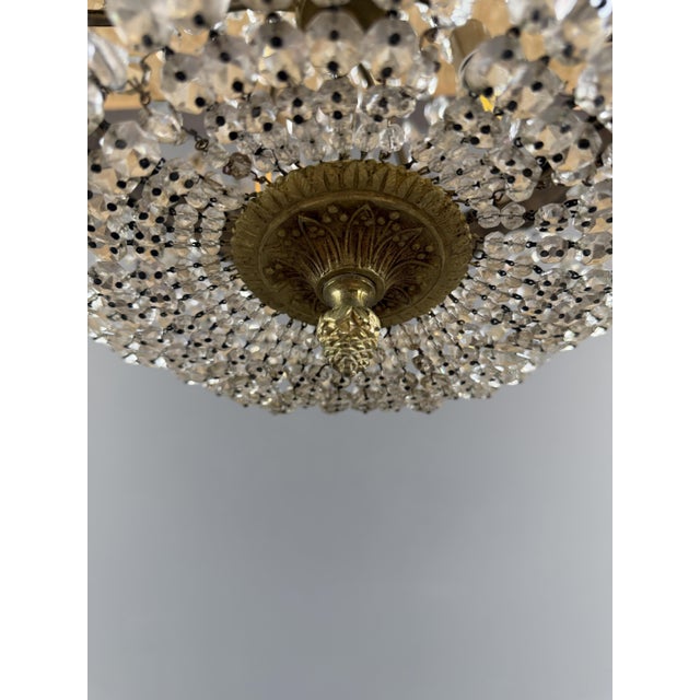 19th Century Bronze and Crystal Basket Chandelier For Sale - Image 6 of 8