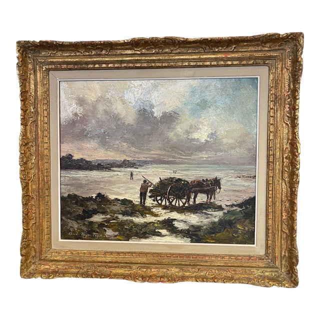 1950s Oil on Canvas "Seaside in Brittany" Signed Claude Roger Puget France For Sale