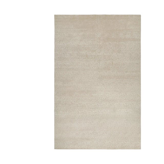 Oversized Rug & Kilim’s Modern Nepalese Rug With Beige & Cream Textural Patterns For Sale