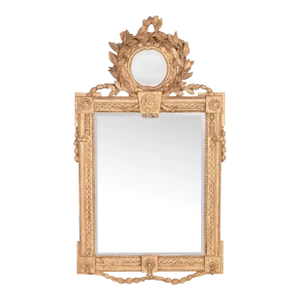 Italian Giltwood Neoclassical Mirror With Laurel Crest