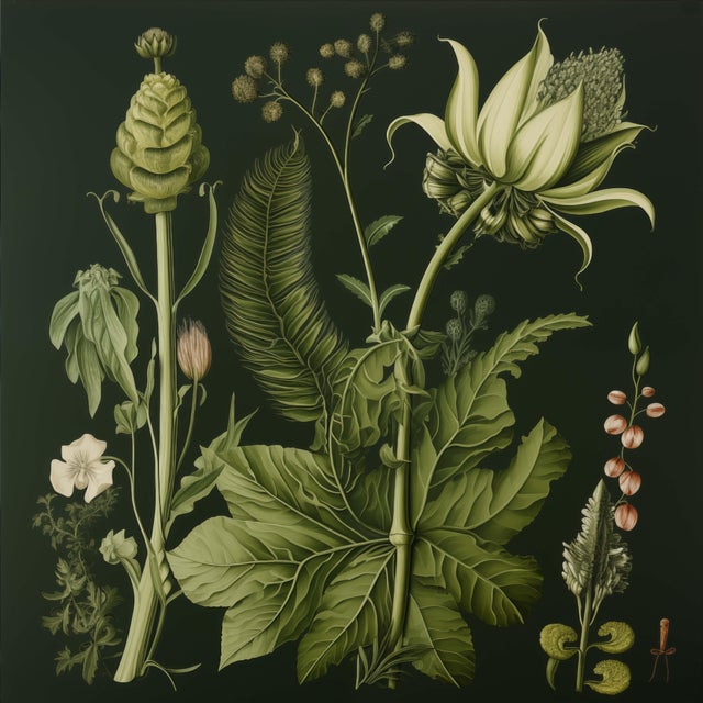 FREE SHIPPING FOR A LIMITED TIME ONLY! Dark Green Flowers - Fine Art Print by Diane Grant Studio Editions. *Chairish...
