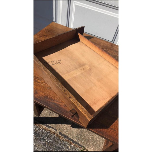 Early 20th Century Arts & Craft Mission Solid Oak Library Desk 1920s For Sale In Philadelphia - Image 6 of 8
