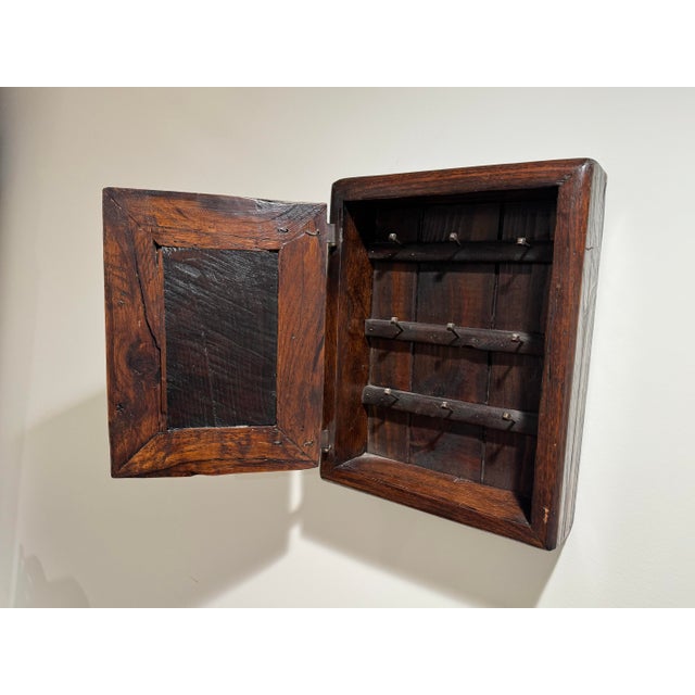 Rustic European Antique Rustic Wooden Wall-Mounted Key Cabinet, 9 Hooks For Sale - Image 3 of 12