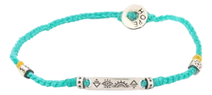 Sterling Silver Spiritual Symbols Turquoise Woven Hope Braided Bracelet