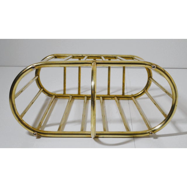 MCM Brass Oval Spindle Magazine Rack Holder For Sale - Image 4 of 7