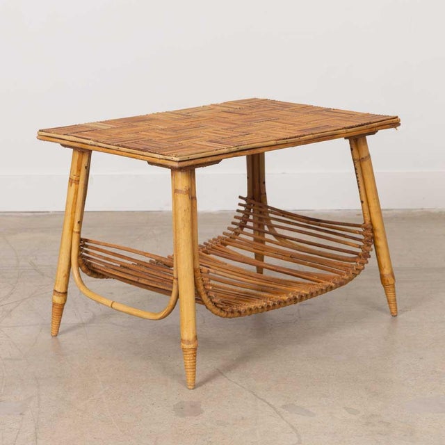 1960s 1960s French Rattan Side Table by Audoux Minet For Sale - Image 5 of 12