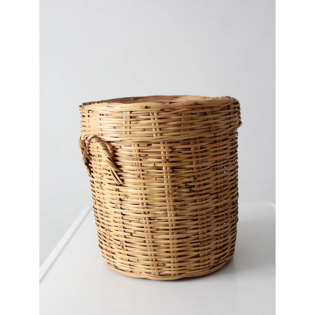 Vintage Lidded Storage Basket For Sale - Image 10 of 12