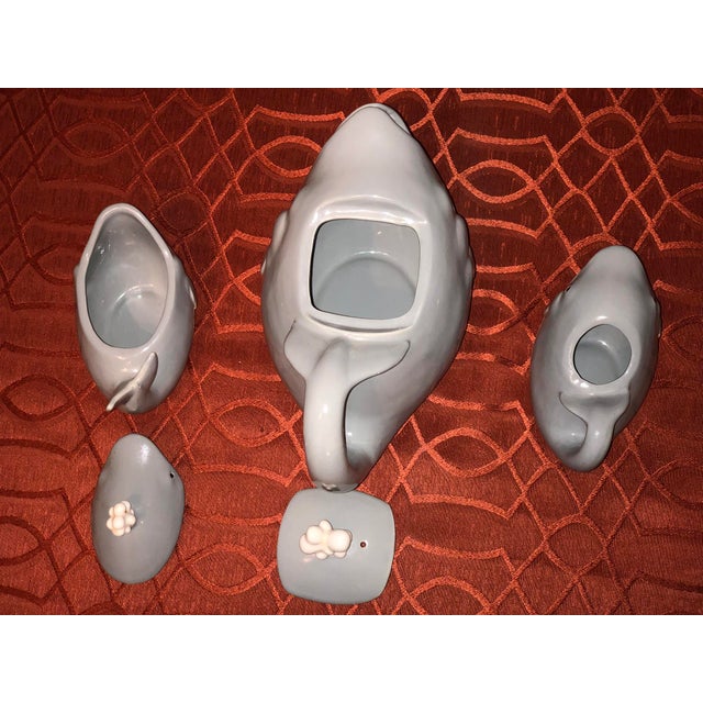 Slate Gray Vintage Ceramic Coastal Whale Tea Set - 3 Pieces For Sale - Image 8 of 8