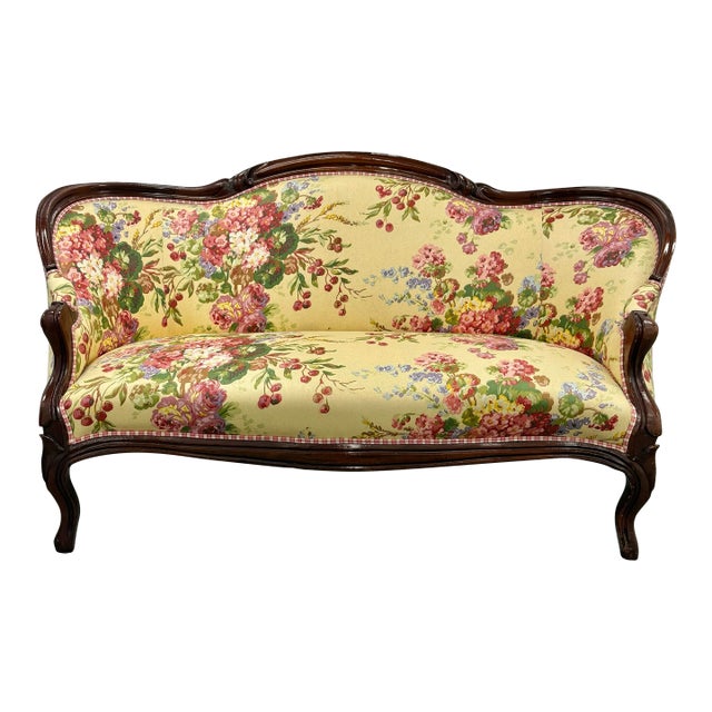 Antique Late 19th Century Walnut Victorian Loveseat For Sale