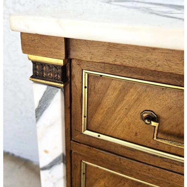 Mid Century Louis XVI Maison Jansen Style Marble Top Commode Dresser Sideboard For Sale - Image 12 of 15