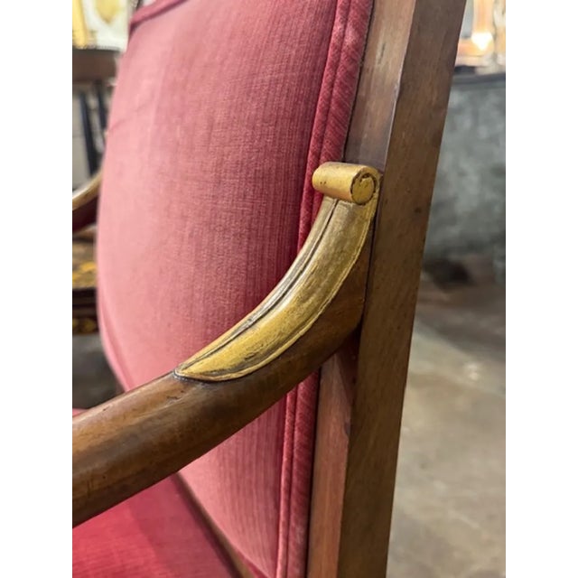 19th Century French Empire Walnut and Gilded Armchair For Sale In Dallas - Image 6 of 7