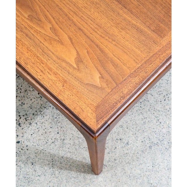 Wood 1960s Mid Century Modern Coffee Table Surfboard Walnut Lane Rhythm Wide 58 in Vintage For Sale - Image 7 of 12