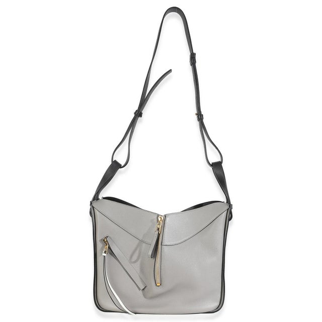 Gray Grey Black Calfskin Medium Hammock Shoulder Bag For Sale - Image 8 of 9