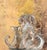 1990s oil on canvas board of a dog and cat that seem to get along. Signed in initials lower right. Original price tag from...