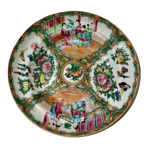 Antique 19th C. Chinese Famille Rose Medallion Porcelain Basin –Heavy Enamel 10"