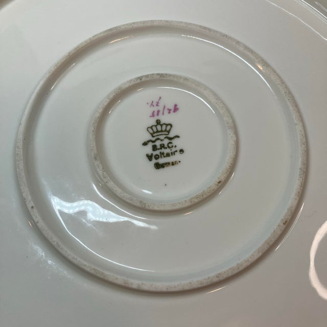 Rosenthal Antique Brc Voltaire Germany (Rosenthal) Green Floral Scalloped Master Bowl For Sale - Image 4 of 12