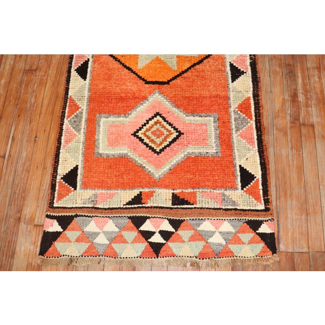 1940s Orange Tribal Turkish Anatolian Runner For Sale - Image 16 of 18