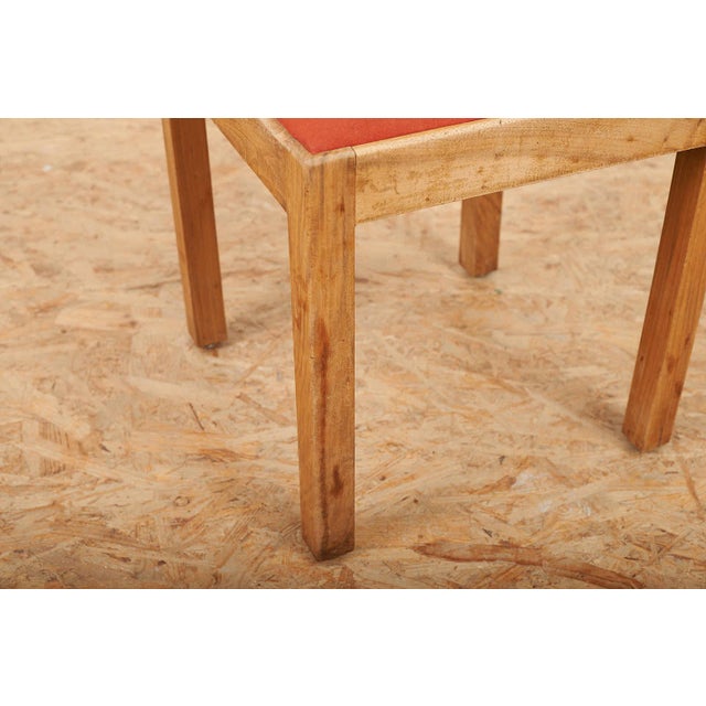 Wooden Stool with Red Seat Cushion from Horgenglarus For Sale - Image 6 of 10