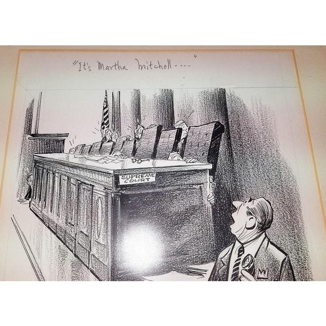 White 1970s Bill Canfield Signed Gift to Martha Mitchell Cartoon For Sale - Image 8 of 12