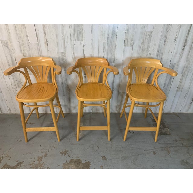 1980s Vintage Radomsko ZMG Polish Bentwood Bar Stool Chairs For Sale - Image 5 of 10