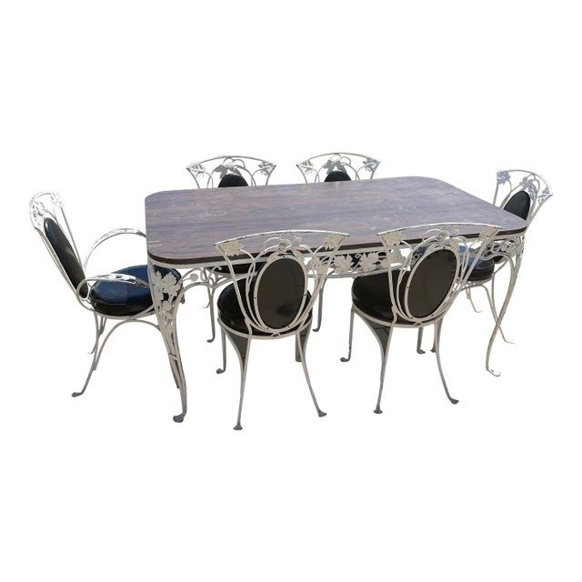 1940s Salterini Patio Set With Table, 2 Arm Chairs and 4 Side Chairs For Sale
