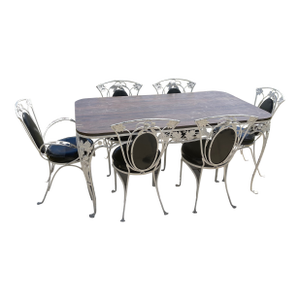 1940s Salterini Patio Set With Table, 2 Arm Chairs and 4 Side Chairs