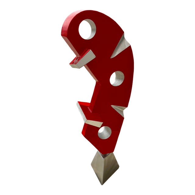 1990s Large Modernist Polychromed Aluminum Sculture Signed For Sale